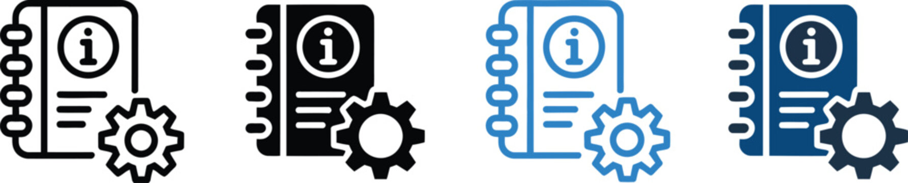 Operation manual icon set multiple style vector illustration collection for instruction guide technical documentation and user interface design