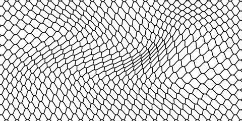 Fishing or soccer net. Repeated hexagon pattern. Black wired mesh texture isolated on white background. © Haikal