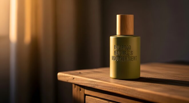 Luxury natural cosmetic product on wooden surface background