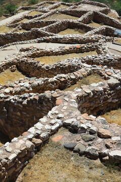 Tuzigoot National Monument operated by US National Park Service. The Ancient Indian ruins are located in central Arizona. The site was built by Sinagua people between 1000 and 1400 AD.