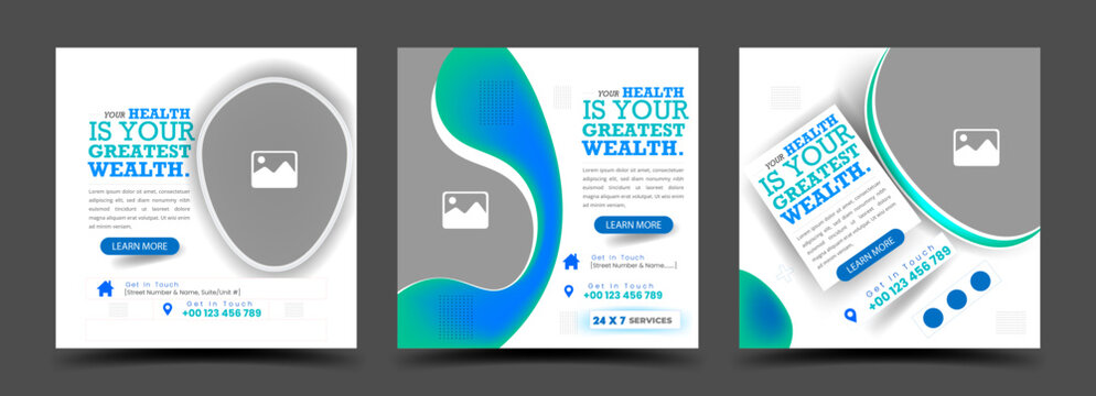 Creative Health Care Social Media Ad Templates Set
