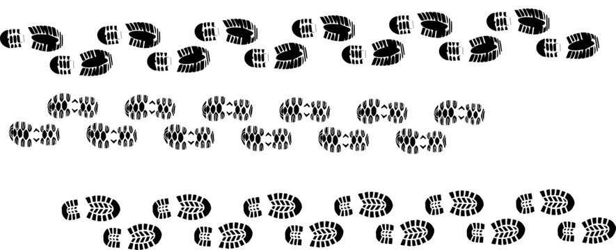 footprint shoe sole tracking path on transparent background, shoe footprint path vector
