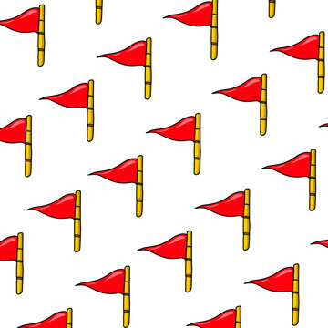 a pattern of red flags on a white background. Sign icon flag