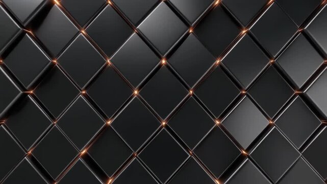 オニキスブラックダイヤ幾何学パターンが微かに脈動するソフィスティケーテッド ダークラグジュアリーシームレスループ ワイドスクリーンプレゼン背景 16:9 4K