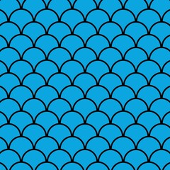 Seamless Seigaiha pattern with traditional Japanese blue fish scale waves. Minimalist geometric vector background for textile, fabric print, and digital paper design. © Muhamad