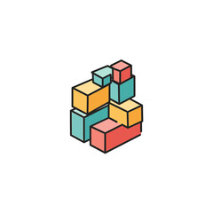 Obraz premium Isometric stacked colorful geometric blocks vector illustration