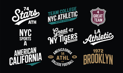 Fototapeta premium Vintage Sport Badge Vector Set for Athletic Apparel Design and University Team Branding