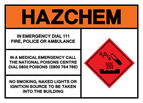 Hazard Chemical Corrosive H2 O5 Symbol Sign, Vector Illustration, Isolated On White Background Label. EPS10