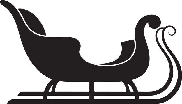 Black silhouette of a sledge on a white background sleigh