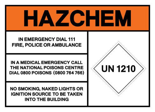 Hazard Chemical UN1210 Symbol Sign, Vector Illustration, Isolate On White Background, Label.EPS10
