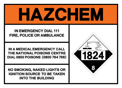 Hazard Chemical UN1824 Sodium Hydroxide Symbol Sign, Vector Illustration, Isolate On White Background Label. EPS10