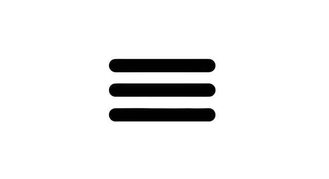 Vector illustration of hamburger menu icon, three horizontal lines symbol on a transparent background