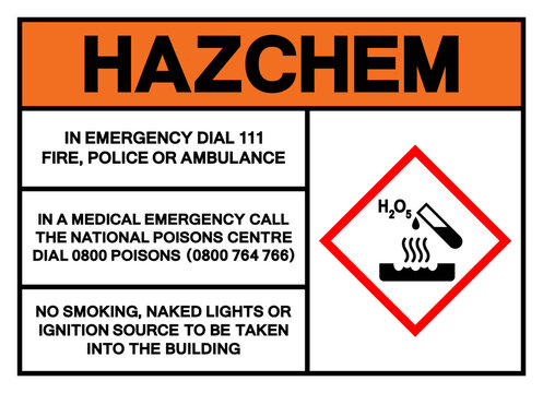 Hazard Chemical Corrosive H2 O5 Symbol Sign, Vector Illustration, Isolated On White Background Label. EPS10