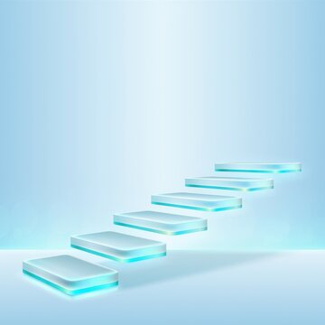 Abstract Floating Steps Path to Success Concept