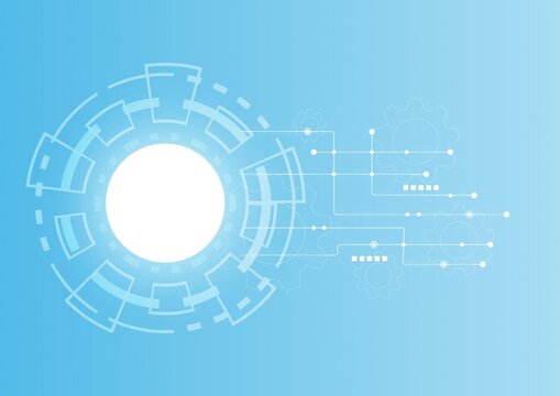 Abstract digital technology background with network and gears