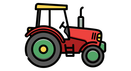 Obraz premium Red and Green Farm Tractor Icon in bright studio