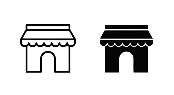 Vector illustration of store icon set, shop sign, vector illustration on a transparent background