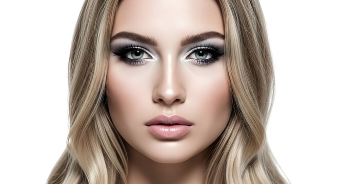 Portrait of beautiful blonde woman with dramatic makeup