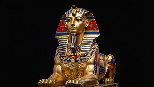 Golden Egyptian sphinx statue