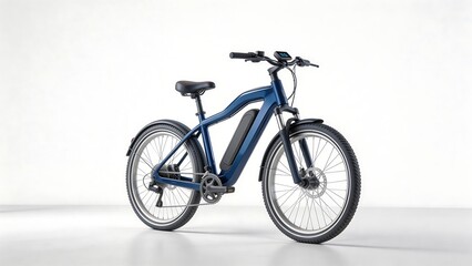 Fototapeta premium Blue electric bicycle on white background