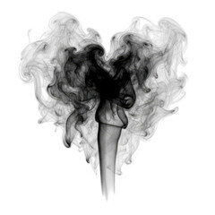 Fototapeta premium Heart shaped smoke plume isolated on a transparent background