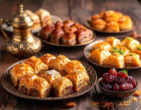 Orientalische Dessertplatte mit verschiedenen S&uuml;&szlig;speisen