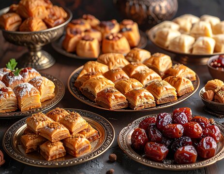 Orientalische Dessertplatte mit verschiedenen S&uuml;&szlig;speisen