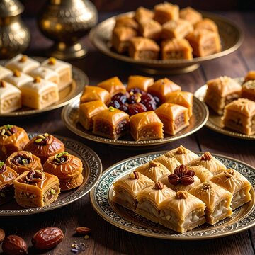 Orientalische Dessertplatte mit verschiedenen S&uuml;&szlig;speisen