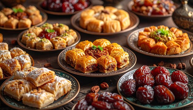 Orientalische Dessertplatte mit verschiedenen S&uuml;&szlig;speisen