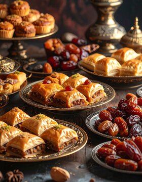 Orientalische Dessertplatte mit verschiedenen S&uuml;&szlig;speisen