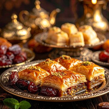 Orientalische Dessertplatte mit verschiedenen S&uuml;&szlig;speisen