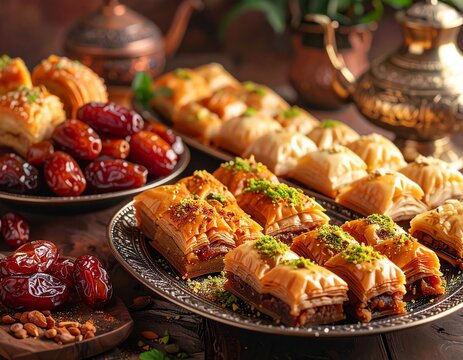 Orientalische Dessertplatte mit verschiedenen S&uuml;&szlig;speisen