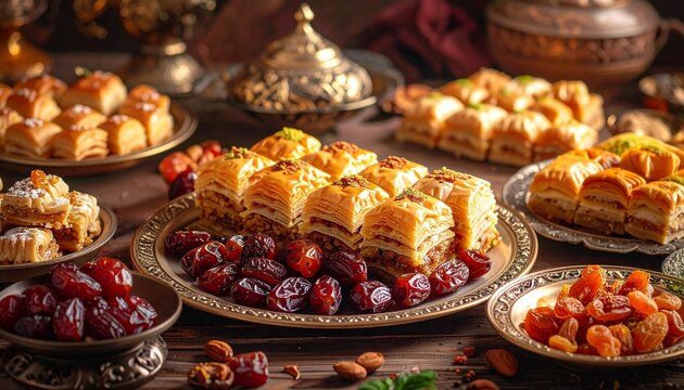 Orientalische Dessertplatte mit verschiedenen S&uuml;&szlig;speisen