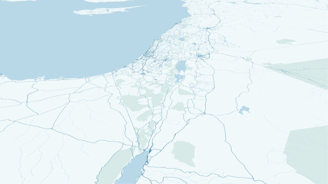 Modern minimalist vector map of Israel and Palestine region. High-quality scalable illustration of Jerusalem, Tel Aviv, Gaza, and Dead Sea for posters and urban design.