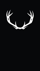 Obraz premium White Deer Antlers Silhouette Minimalist Graphic Illustration Logo Design Hunting Apparel and Wall Art Decoration