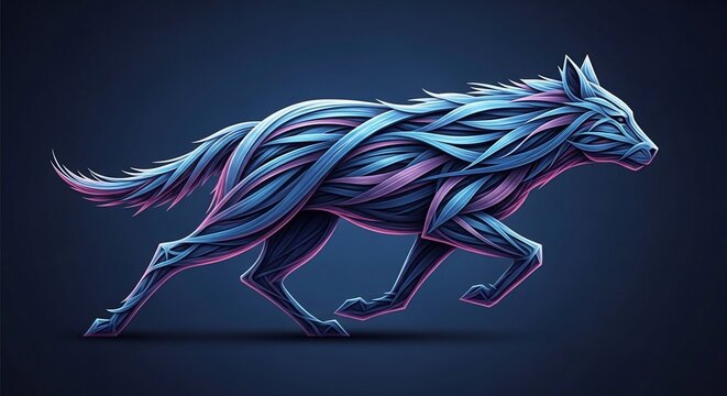 Abstract running wolf illustration