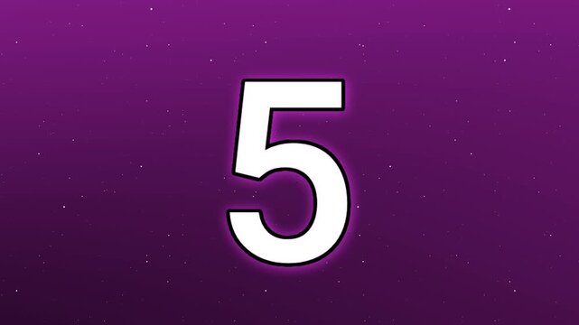 A cinematic ten second countdown with glowing white numbers against a purple galaxy and star background.