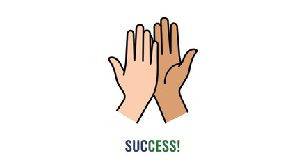 Fototapeta premium Diverse hands high five, success concept, teamwork illustration, hand gesture vector