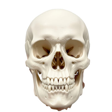 Human skull anatomical model isolated on a transparent background