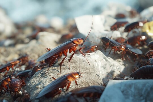 Congregation Cockroaches Rocky Surface