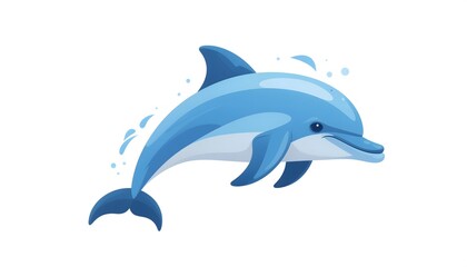 Fototapeta premium A blue dolphin swims in the ocean with water splashing around it novendi