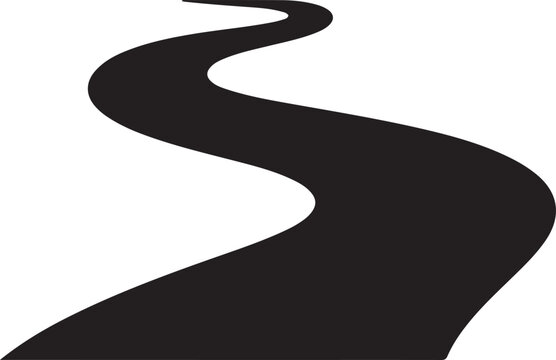 A black winding path. logo Vector Black silhouettes
