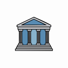 Obraz premium Vector Graphic of a Neoclassical Building Facade with Prominent Columns