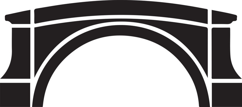 Simple black silhouette of a stone bridge architectural element isolated. logo Vector Black silhouettes