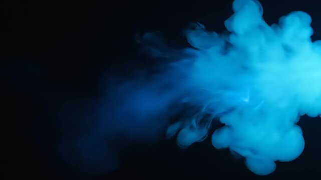 Blue smoke on black background animation.