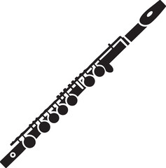 Black silhouette of a flute musical instrument. logo Vector Black silhouettes © Nargis