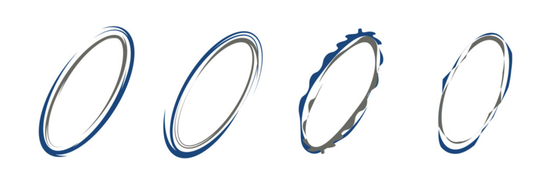 Set of oval logo isolated