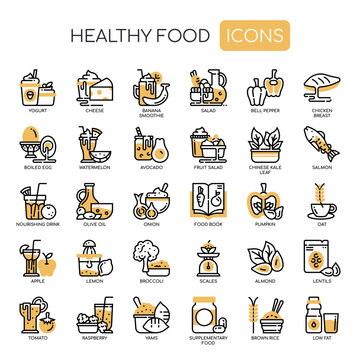 Healthy Food , Thin Line and Pixel Perfect Icons