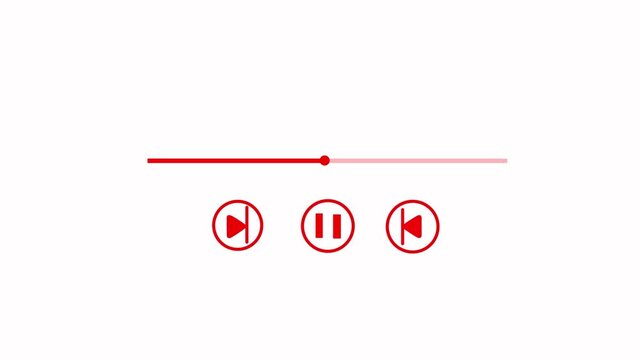 red video and audio music play button animation icon . Play button animation icon concept.Video and audio music play button animation icon on white background.