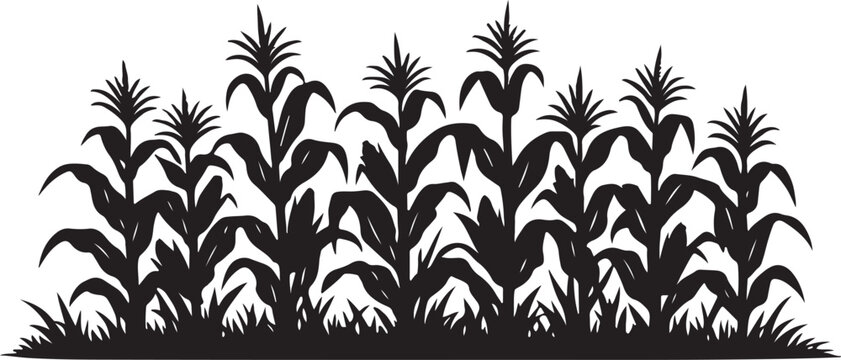  Corn field silhouette vector